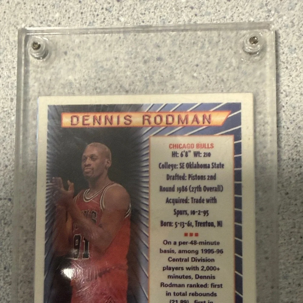 Topps Dennis Rodman Basketball Card - Red, Blue, White - Picture 6 of 6